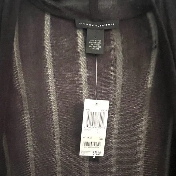 NWT Grace Elements black lightweight sheer cardigan/sweater size Large - Picture 6 of 6